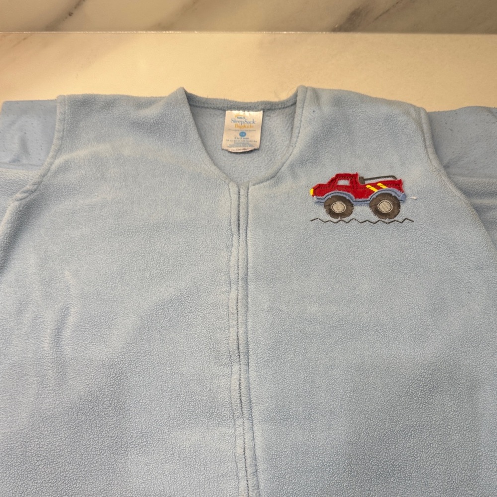 HALO Blue Toddler Sleeper Sack with Red Truck Embroidery